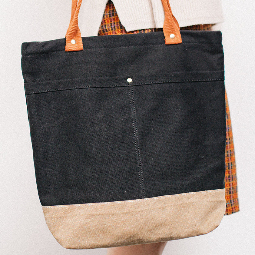 Black Canvas Shopper Tote - Front View - iwalletsmen