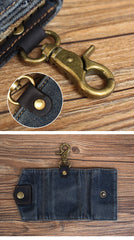 Vintage Denim Mens Keys Wallet Denim Key Holders With Belt Clip for Women