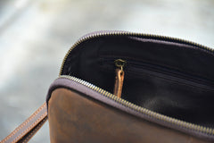 Brown Leather Clutch Wristlet Vintage Men's Leather Clutch Purse - iwalletsmen