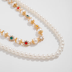 Pearl Wallet Chain Womens Double Wallet Chain Gold Beaded Wallet Chain for Women - iChainWallets