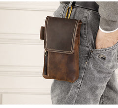 Brown Leather Phone Belt Pouch - iwalletsmen