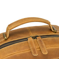 Camel Crazy Horse Leather Backpack Mens Large 