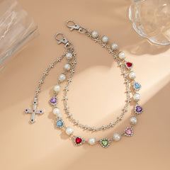 Pearl Wallet Chain for Women Gold Wallet Chain Womens Wallet Chain with Heart - iChainWallets