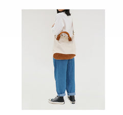 White Gray Canvas Tote Bag Canvas Handbag Womens Canvas Shoulder Tote Bag for Men
