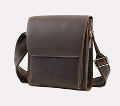 Brown Leather Vertical Crossbody Bag - iwalletsmen