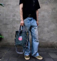 Blue Jean Vertical Tote Bag Denim Tote Handbag Denim Tote Bag Blue Denim Tote Shoulder Bag - Feltify