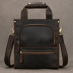 Brown Leather Vertical Briefcase Business Handbag for Men Office Handbag for Men - iwalletsmen