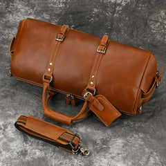 Brown Leather Weekender Bag for Men Vintage Leather Weekend Bag for Men - iwalletsmen