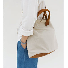 White Canvas Tote Bags Canvas Messenger Handbag Womens Canvas Shoulder Tote Bag for Men