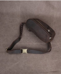 Dark Brown Leather Waist Bag for Men 