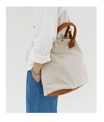 White Gray Canvas Tote Bag Canvas Handbag Womens Canvas Shoulder Tote Bag for Men