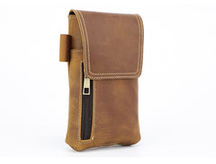 Brown Mens Belt Pouch Leather Phone Belt Pouch - iwalletsmen