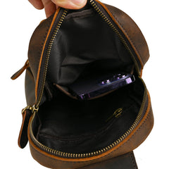 Dark Brown Sling Leather Backpack 