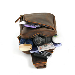Dark Brown Sling Leather Backpack 
