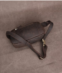 Dark Brown Leather Waist Bag for Men 