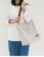 Womens Canvas Tote Bag White Canvas Shoulder Bag Canvas Crossbody Tote Bags for Men