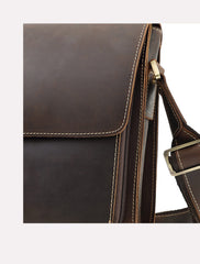 Brown Leather Vertical Crossbody Bag - iwalletsmen