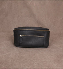 Dark Brown Leather Waist Bag for Men 