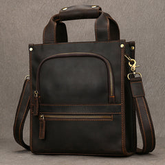 Brown Leather Vertical Briefcase Business Handbag for Men Office Handbag for Men - iwalletsmen