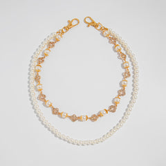 Pearl Wallet Chain Womens Flower Double Wallet Chain Gold Beaded Wallet Chain for Women - iChainWallets