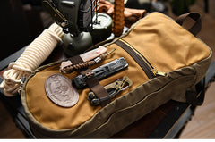 Army Green Canvas Mens Waterproof Slim Backpack Waxed Canvas Backpack for Men