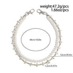 Pearl Wallet Chain for Women Double Wallet Chain Cross Wallet Chain - iChainWallets