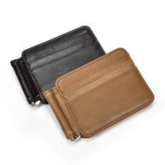 Black Bifold Wallet with Money Clip - Flat Lay View - iwalletsmen