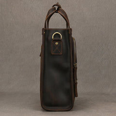 Brown Leather Vertical Briefcase Business Handbag for Men Office Handbag for Men - iwalletsmen