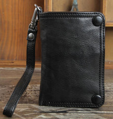 Genuine Leather Mens Chain Biker Wallet Cool Leather Wallet Small Wallets for Men