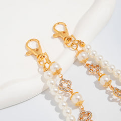 Pearl Wallet Chain Womens Flower Double Wallet Chain Gold Beaded Wallet Chain for Women - iChainWallets