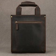 Brown Leather Vertical Briefcase Business Handbag for Men Office Handbag for Men - iwalletsmen