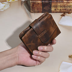 Brown Leather Wallet with Buckle for Men Buckle Mens Wallets with Coin Pocket - iwalletsmen