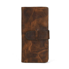 Brown Leather Wallet with Buckle for Men Buckle Mens Wallets with Coin Pocket - iwalletsmen