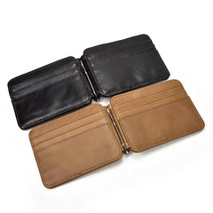 Black Bifold Wallet with Money Clip - Flat Lay View - iwalletsmen