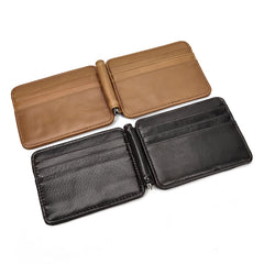 Black Bifold Wallet with Money Clip - Flat Lay View - iwalletsmen