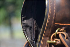 Brown Leather Barrel Crossbody Bag Mens Barrel Leather Bag Small Barrel Shoulder Bag - iwalletsmen