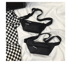 Fashion PU Men's Fanny Pack Trendy Black Waterproof Chest Bag Sport Waist Bag For Men