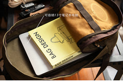 Army Green Canvas Mens Waterproof Slim Backpack Waxed Canvas Backpack for Men