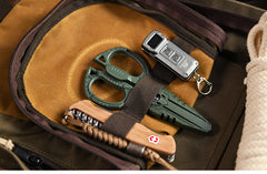 Army Green Canvas Mens Waterproof Slim Backpack Waxed Canvas Backpack for Men