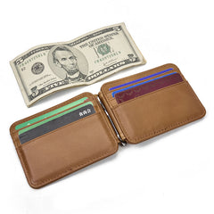 Black Bifold Wallet with Money Clip - Flat Lay View - iwalletsmen