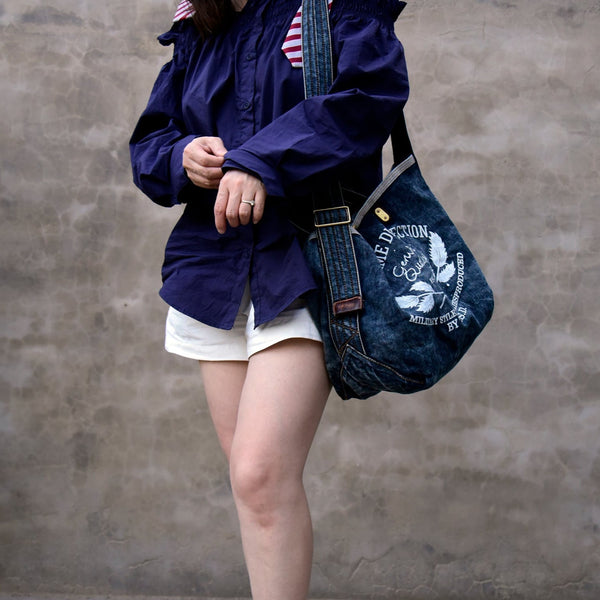 Blue Denim Tote Handbag Denim Tote Bag Blue Denim Tote Shoulder Bag Jean Tote Bag - Feltify