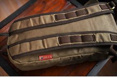 Army Green Canvas Mens Waterproof Slim Backpack Waxed Canvas Backpack for Men