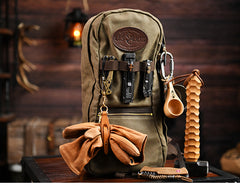 Army Green Canvas Mens Waterproof Slim Backpack Waxed Canvas Backpack for Men