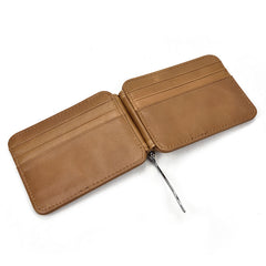Black Bifold Wallet with Money Clip - Flat Lay View - iwalletsmen