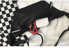 Fashion PU Men's Fanny Pack Trendy Black Waterproof Chest Bag Sport Waist Bag For Men
