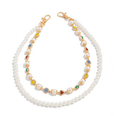 Pearl Wallet Chains Womens Double Wallet Chain Gold Beaded Wallet Chain for Women - iChainWallets