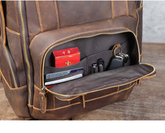 Brown Large Leather 15.6 inches Laptop Backpack for Men 24L Huge Backpack - iwalletsmen