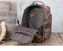 Brown Large Leather 15.6 inches Laptop Backpack for Men 24L Huge Backpack - iwalletsmen