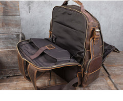 Brown Large Leather 24L Huge Backpack - iwalletsmen