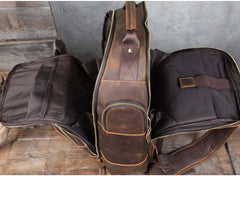 Brown Large Leather 24L Huge Backpack - iwalletsmen